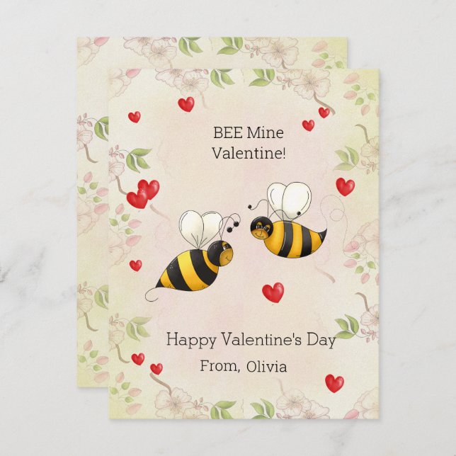 BEE Mine Valentine ! Carte de vacances en classe (Devant / Derrière)