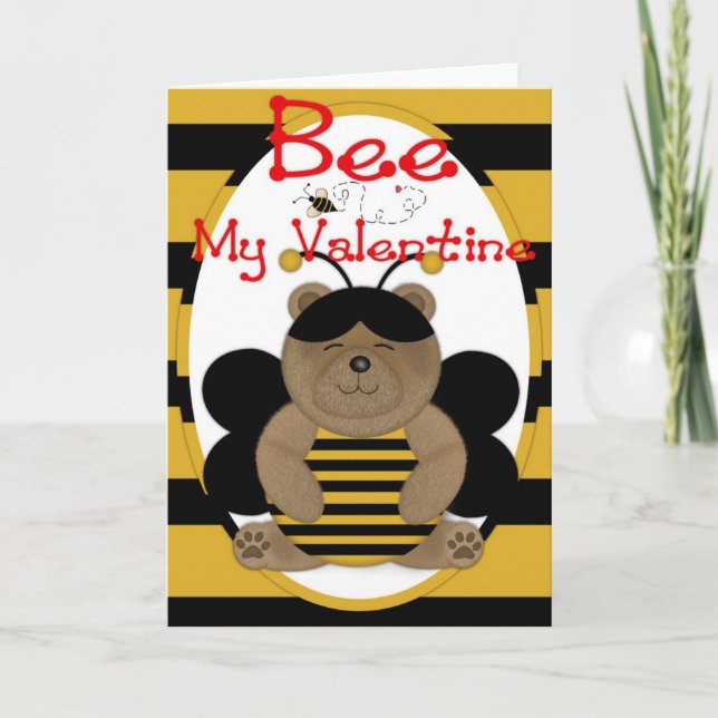 Bee My Valentine Honey Bear Carte de voeux d1 (Devant)