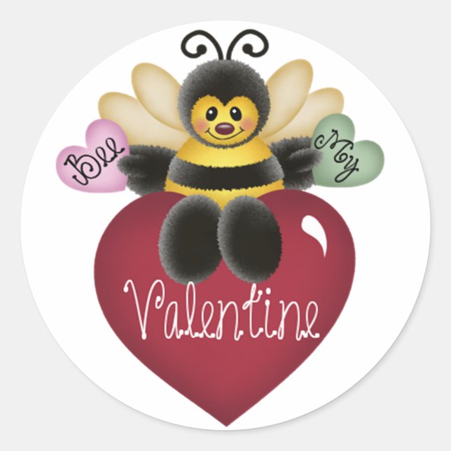 Bee My Valentine Honey Bee Stickers (Devant)