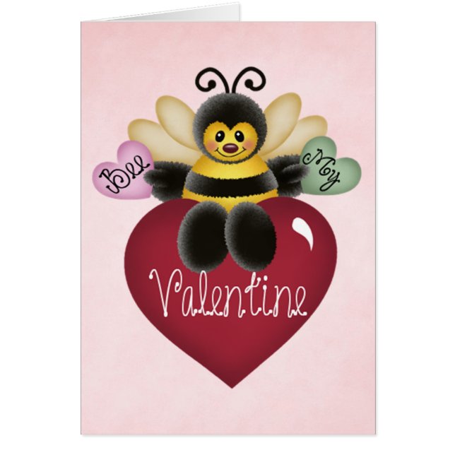 Bee My Valentine Little Bee/Heart Greeting Card (Devant)