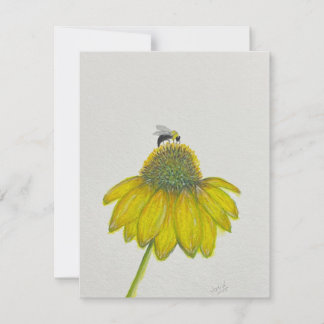 Bee on Coneflower, carte de voeux - illustration o