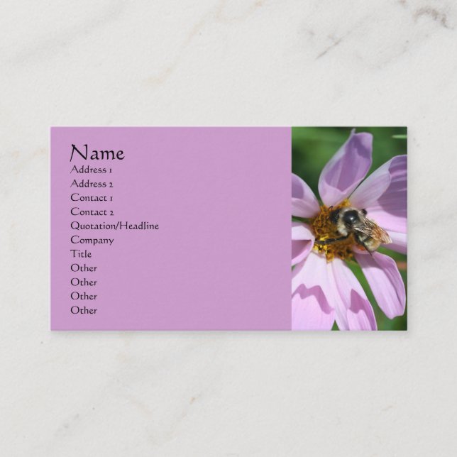 Bee On Cosmos Nature Photography Carte de visite (Devant)