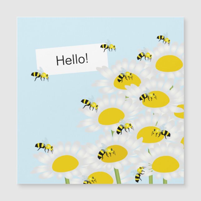 Bee on Flower Magnetic Card - Arrière - plan bleu (Devant)