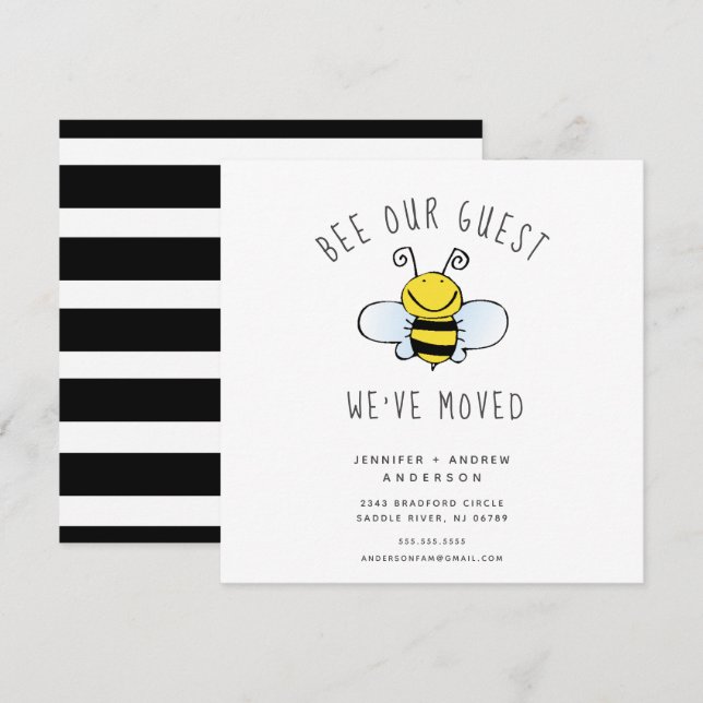 Bee Our Guest Moving Faire-part (Devant / Derrière)