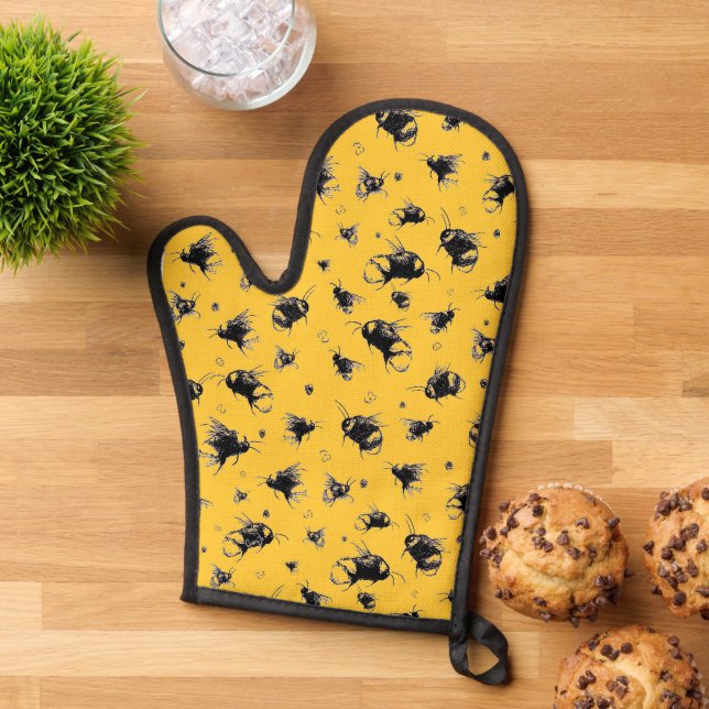 Bee Oven Mitt - Cute Bee Kitchen Glove pour la cui (De haut en bas)