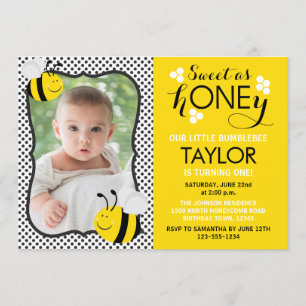 Bee Photo Invitation d'anniversaire