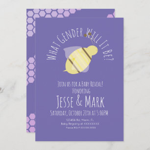 Bee Purple Yellow Genre Reveillez Invitation