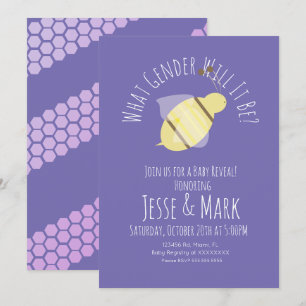 Bee Purple Yellow Genre Reveillez Invitation