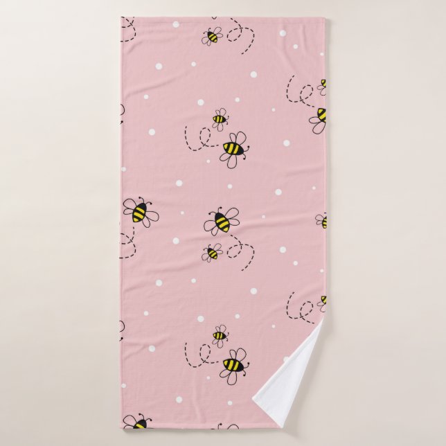 Bee seamless pattern on pastel background. Vintage (Serviette de bain)