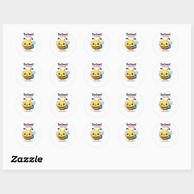 Bee‑Smart First Day Cute School Stickers (Feuille)