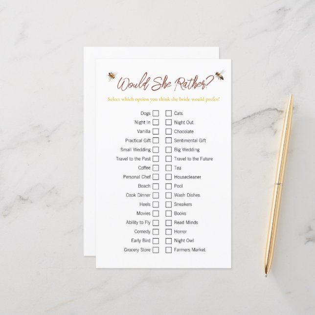 Bee "Voudrait-Elle Plaire" Fête des mariées Jeu (Devant/Arrière en situation)