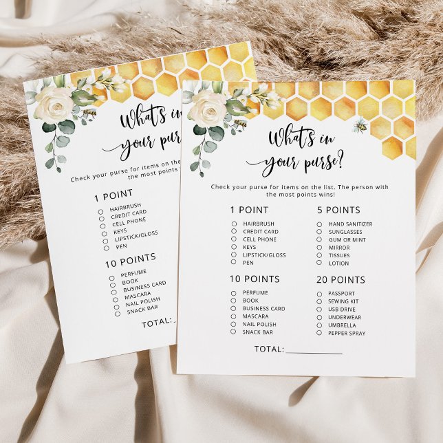 Bee What's in your purse baby shower game (Créateur téléchargé)