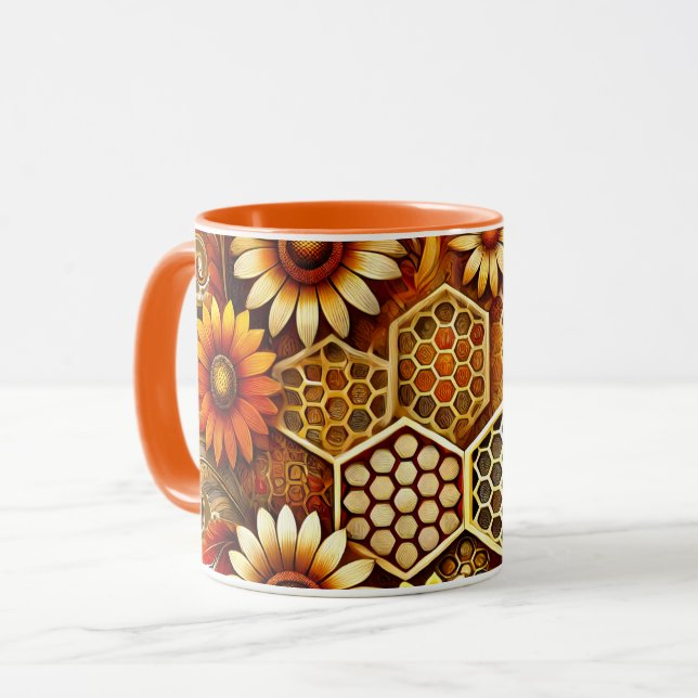 Beekeeper Mug | Design de peigne et de tournesol (Devant gauche)