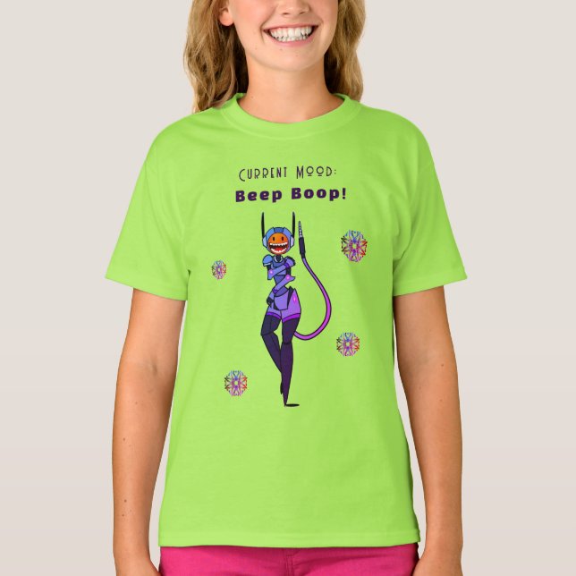 Beep Boop Cute Robot Giggle Fun T-Shirt (Devant)