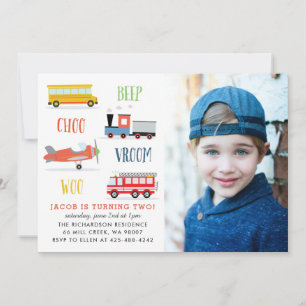 Beep vroom woo photo anniversaire invitation