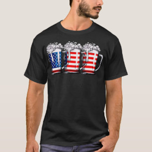 Beer American Flag T-shirt 4 juillet Hommes Femmes
