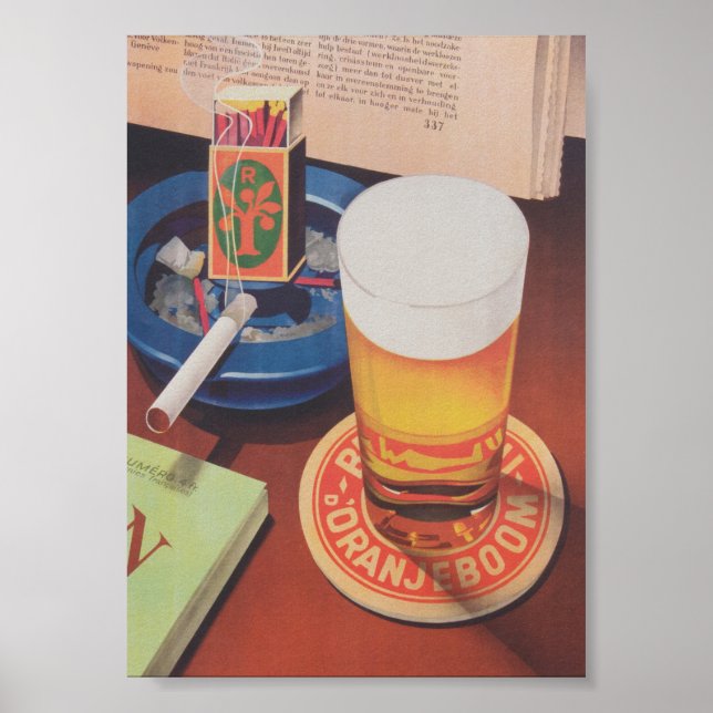 Beer and Cigarette Vintage Poster (Devant)