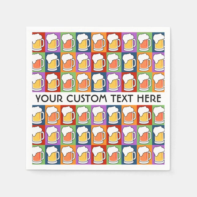 BEER Bar Pop Art serviettes en papier personnalisé (Devant)