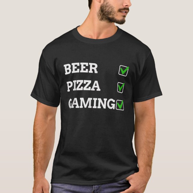 BEER PIZZA JEU TShirt Drunk Joueur Humour Vidéo G (Devant)