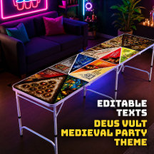 Table de beer pong médiévale Deus Vult entièrement