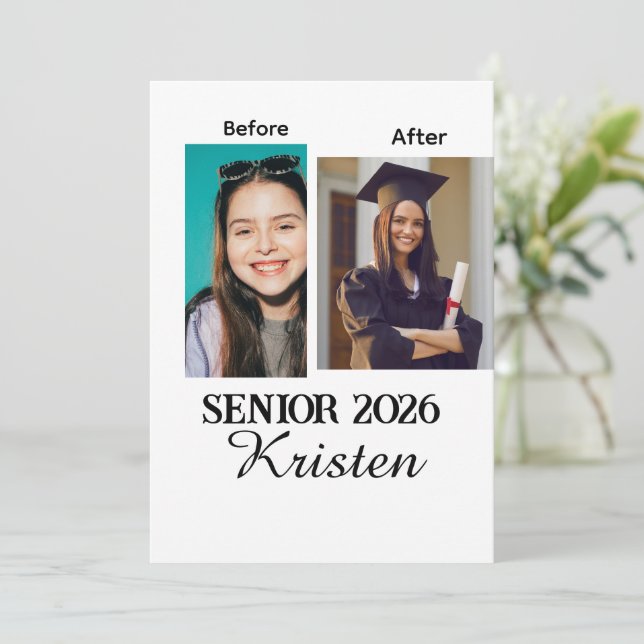 Before and after photo personalized graduation  (Debout devant)