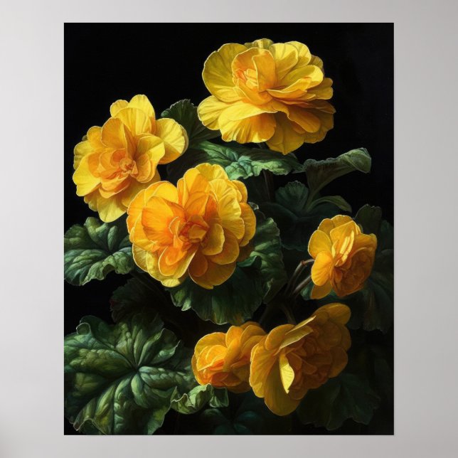 Bégonia Jaune Fleurs Art Imprimer Poster (Devant)
