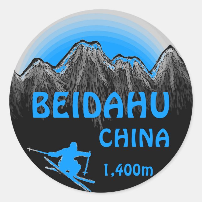 Beidahu Chine logo bleu ski art autocollants (Devant)