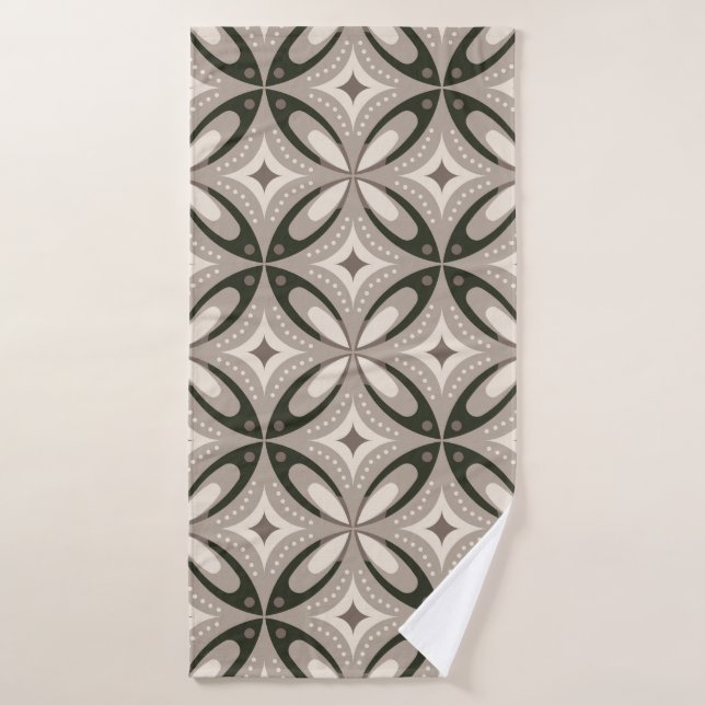 Beige and Brown Retro circular shapes (Serviette de bain)