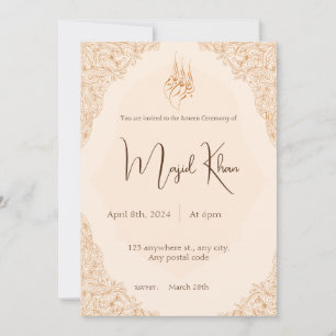 Beige avec dentelle design invitation musulman