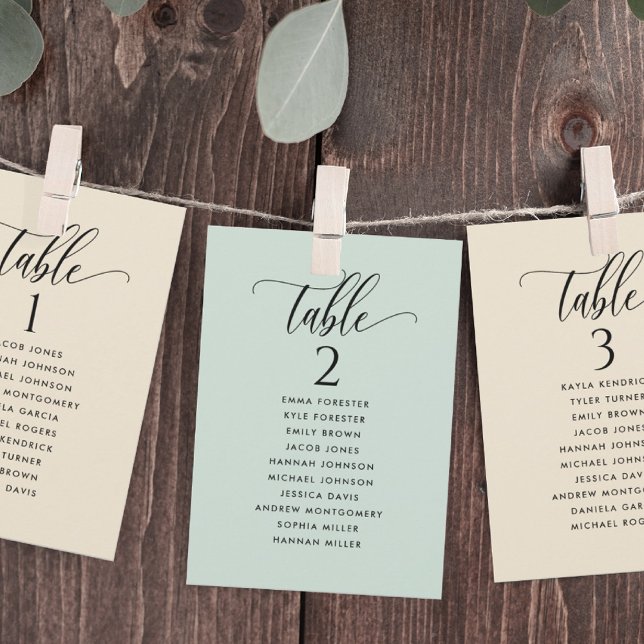 Beige Beurré, Cartes de plan de table avec noms de (Créateur téléchargé)