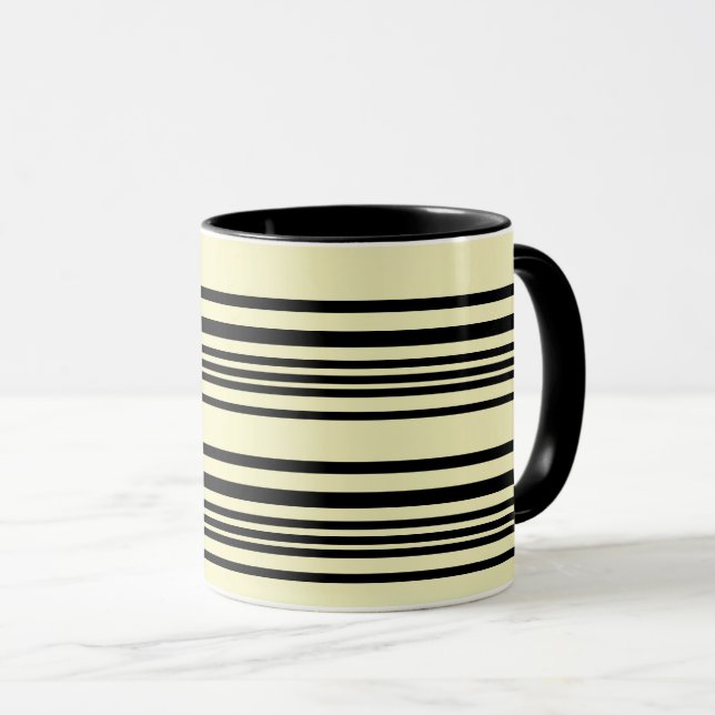 Beige & Black Striped Mug — Calm, Chic, Timeless (Devant droit)