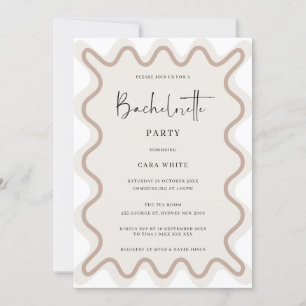 Beige Blanc Frontière Bachelorette Invitation