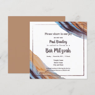 Beige, Bleu, Eggplant Bar Mitzvah Invitation