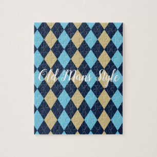 Beige bleu Plaid Jigsaw Puzzle Daisy