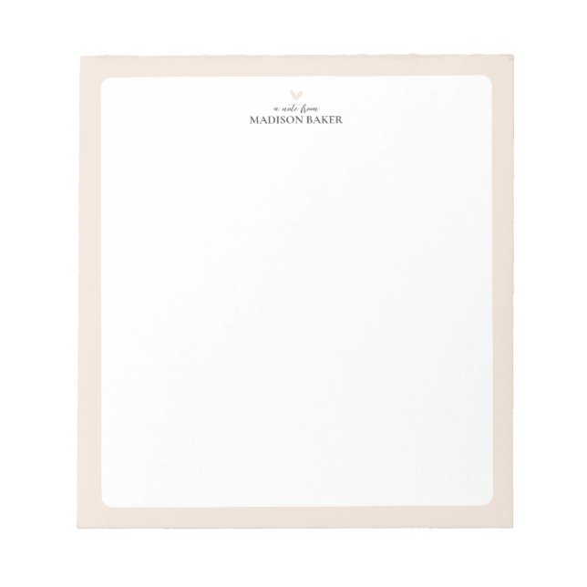 Beige | Bloc-notes personnalisé au coeur simple (Devant)