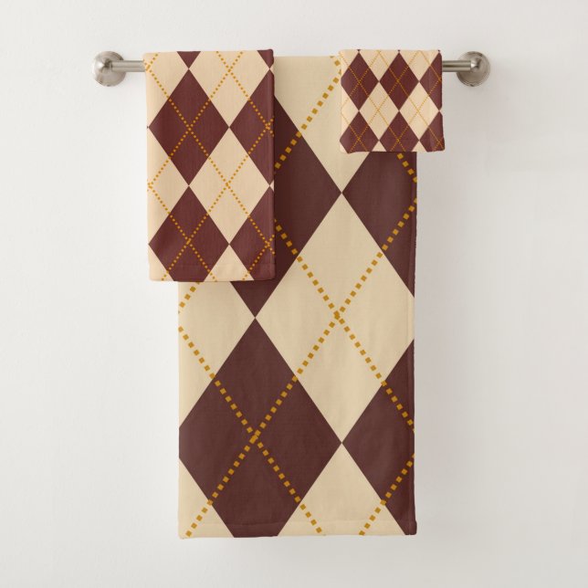 Beige Brown Automne Jacquard d'automne Diamant Mot (En situation)
