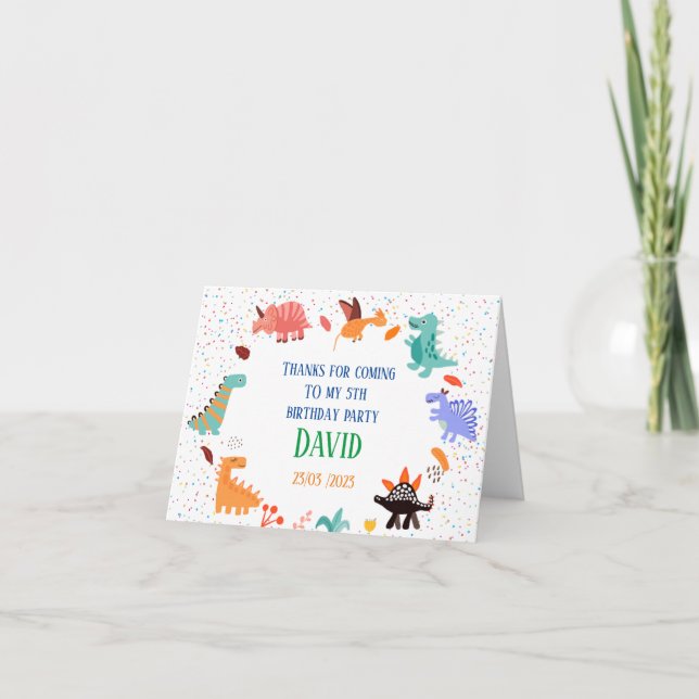 Beige Brown Cute Dinosaur Anniversaire Carte de re (Devant)