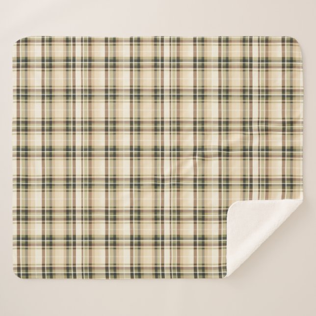 Beige Brown Tartan Plaid Cadeau pour lui (Devant (Horizontal))