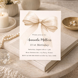 Beige crème arc élégante invitation d'anniversaire