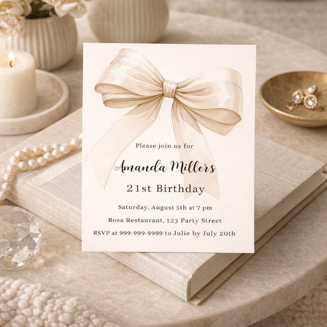Beige crème arc élégante invitation d'anniversaire (Créateur téléchargé)