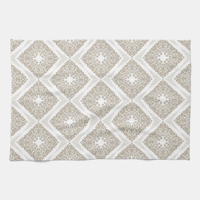 Beige Diamond Medallion Serviette de cuisine (Horizontal)