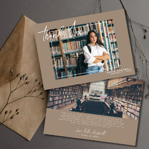 Beige élégant   2 Carte de remerciements d'obtenti