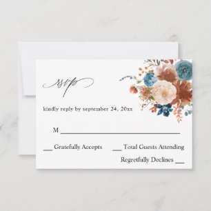 Beige et bleu foncé Floral no Repas RSVP