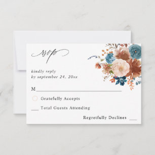 Beige et bleu foncé Floral no Repas RSVP 2