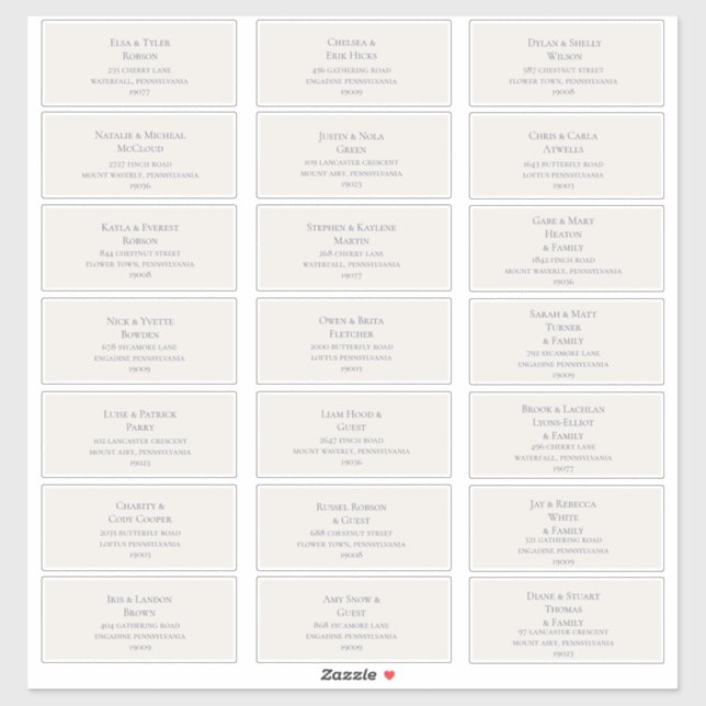 Beige et Dusty violet Étiquette de adresse invité (Feuille)