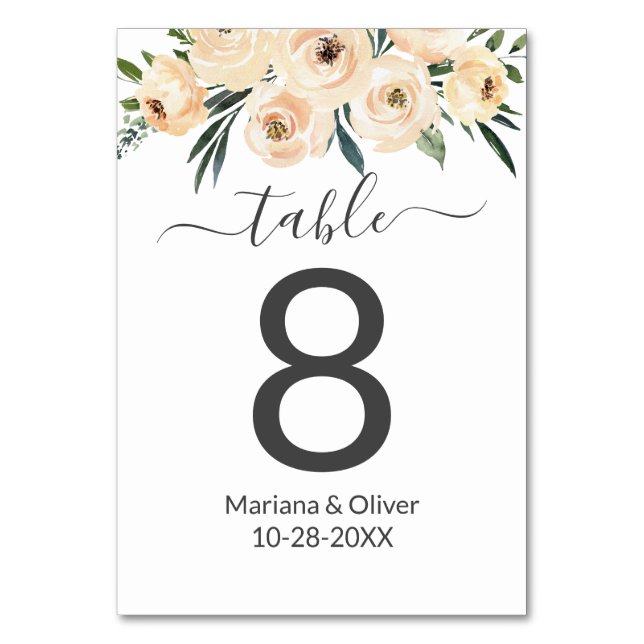 Beige floral sur le numéro de table blanc (Par défaut)
