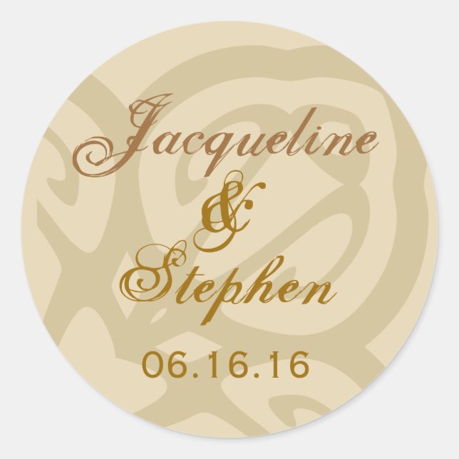 BEIGE & GOLD Mariage Enveloppe Sticker (Devant)