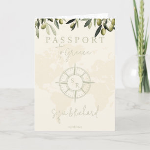 Beige Grèce Mariage Passeport Carte du monde Compa
