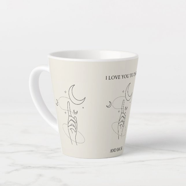 Beige I Love You To The Moon Mug Latte Cup (Angle gauche)