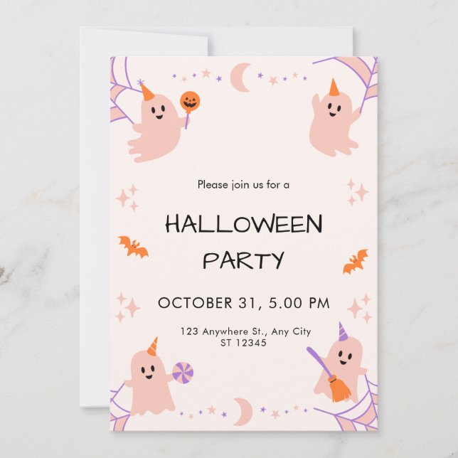 Beige Orange Noir Joueur Halloween Invitation (Devant)